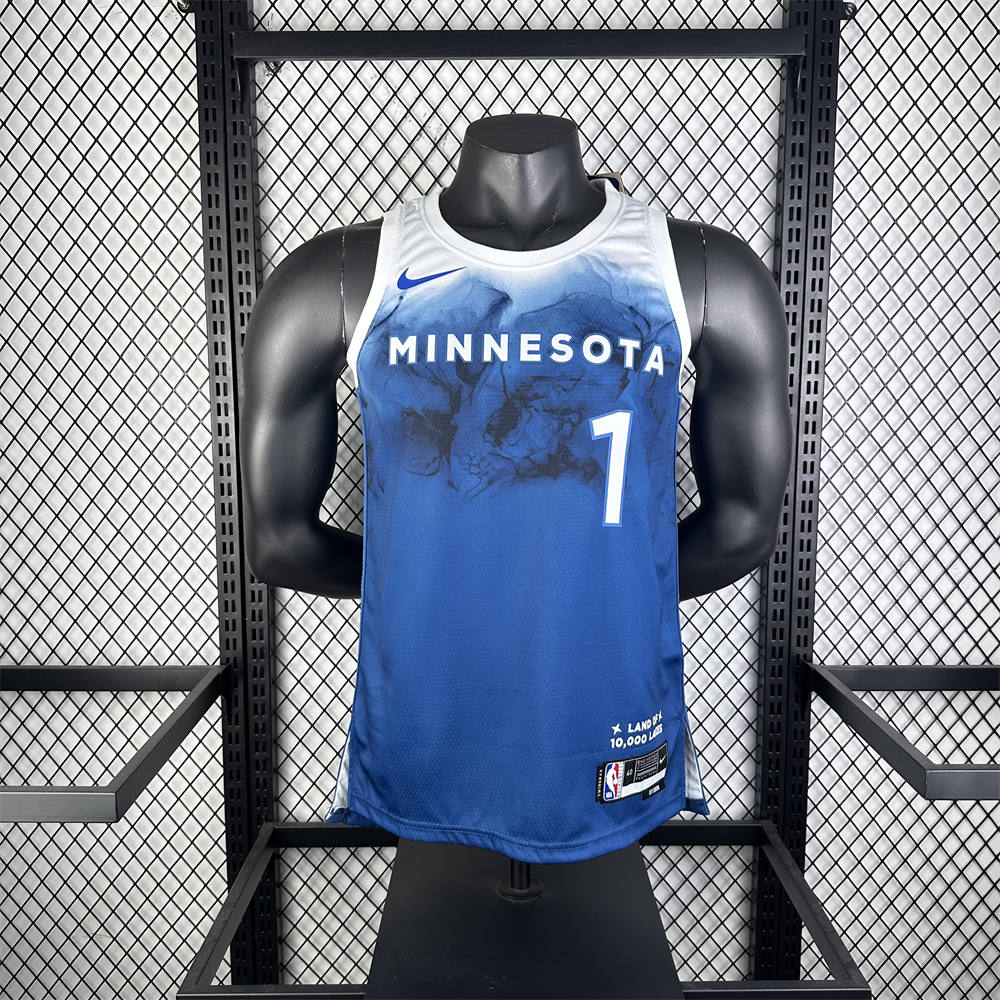 NBA Minnesota Timberwolves 2024 Round Neck City Edition Jersey ANDERSON#1 S-XXL