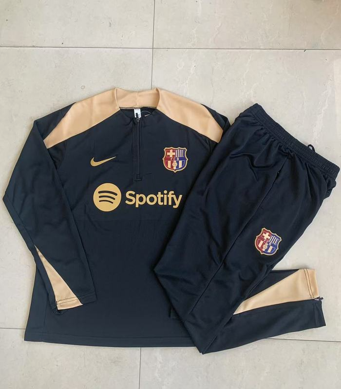 24/25 Barcelona Black Long-sleeved half-pull training kit Football team kit