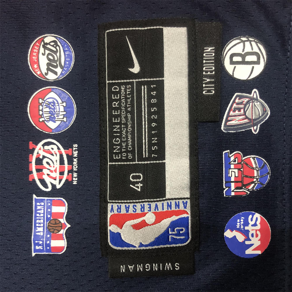 NBA Brooklyn Nets V-Neck Black 75th anniversary Jersey DURANT#7 S-XXL