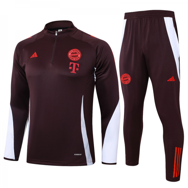 24/25 Bayern Munich Red-brown Long-sleeved half-pull training kit Football team kit