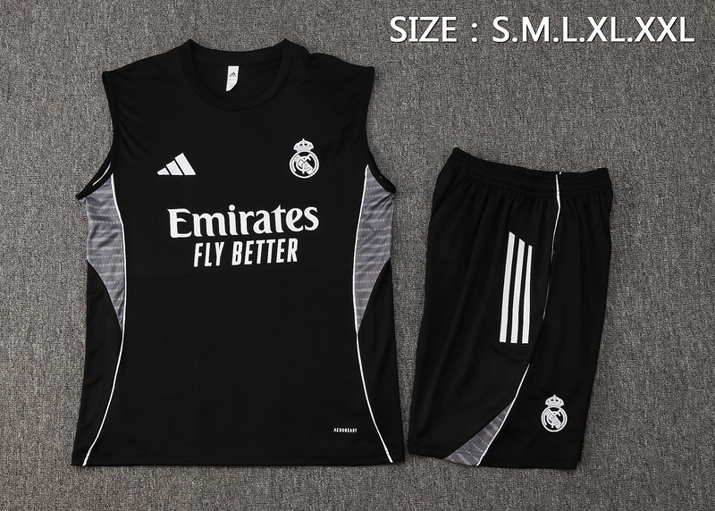 24/25 Real Madrid Black Training Set Shirt and Shorts