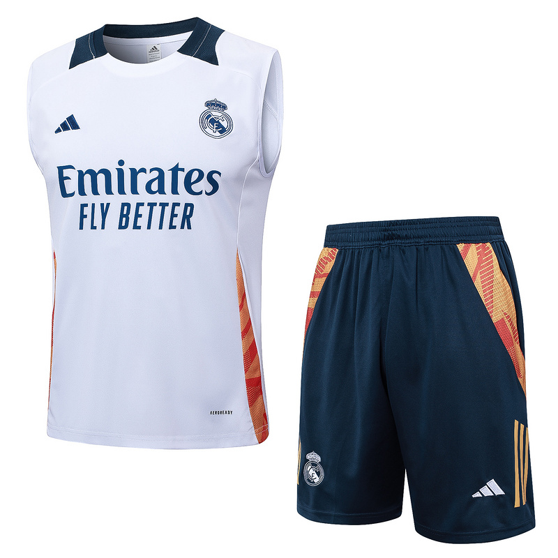 24/25 Real Madrid White Training Set Shirt and Shorts