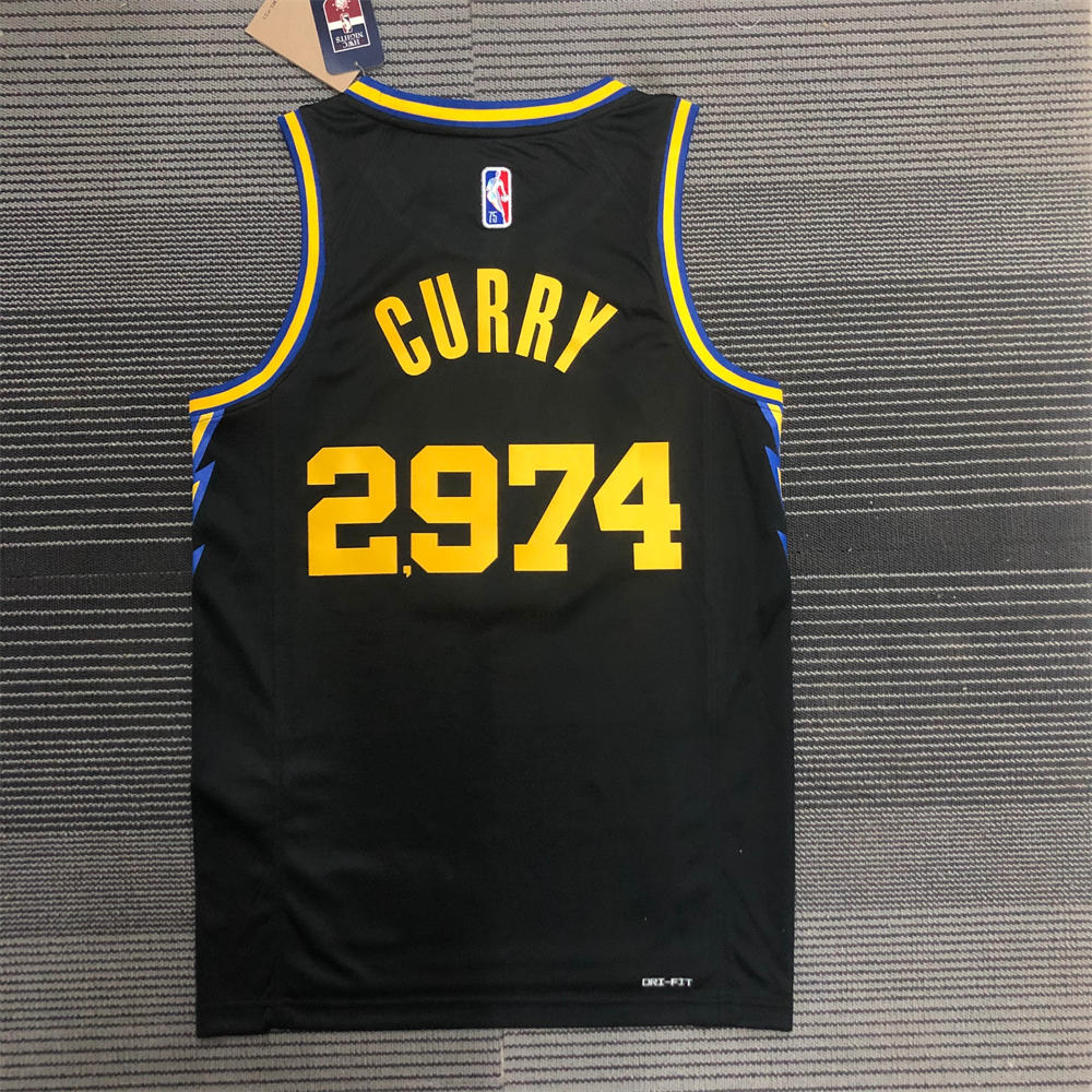 NBA Golden State Warriors V-Neck 75th anniversary Black Jersey CURRY#30 S-XXL