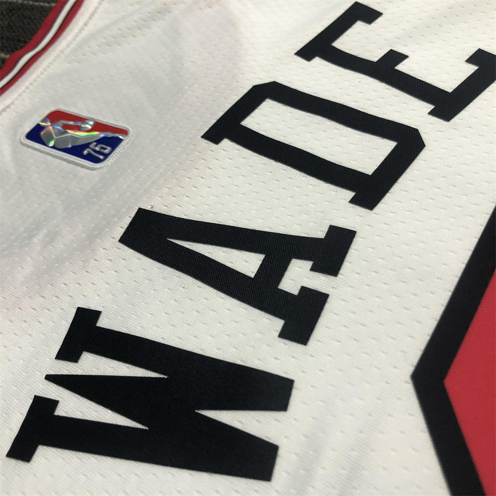 NBA Chicago Bulls Round Neck White 75th anniversaryJersey WADE#3 S-XXL