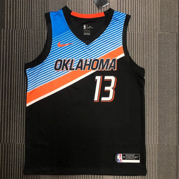 NBA Oklahoma City Thunder V-Neck Black Jersey GEORGE#13 S-XXL