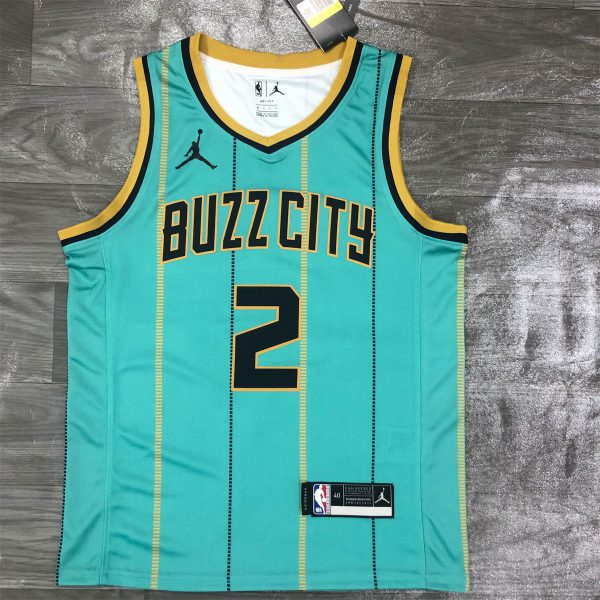 NBA Charlotte Hornets V-Neck Light Green Jersey BALL#2 S-XXL