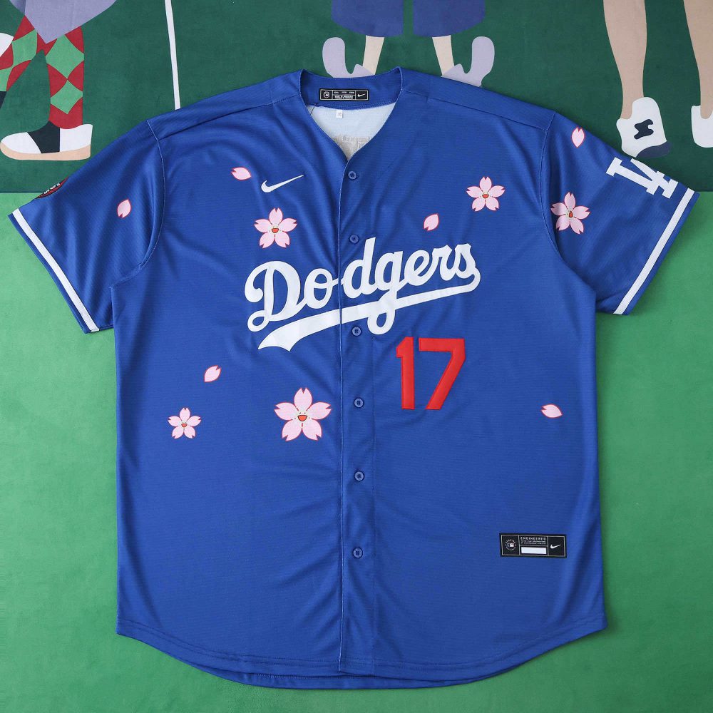 MLB LosAngeles Dodgers Blue Jersey Flower Edition OHTANI #17