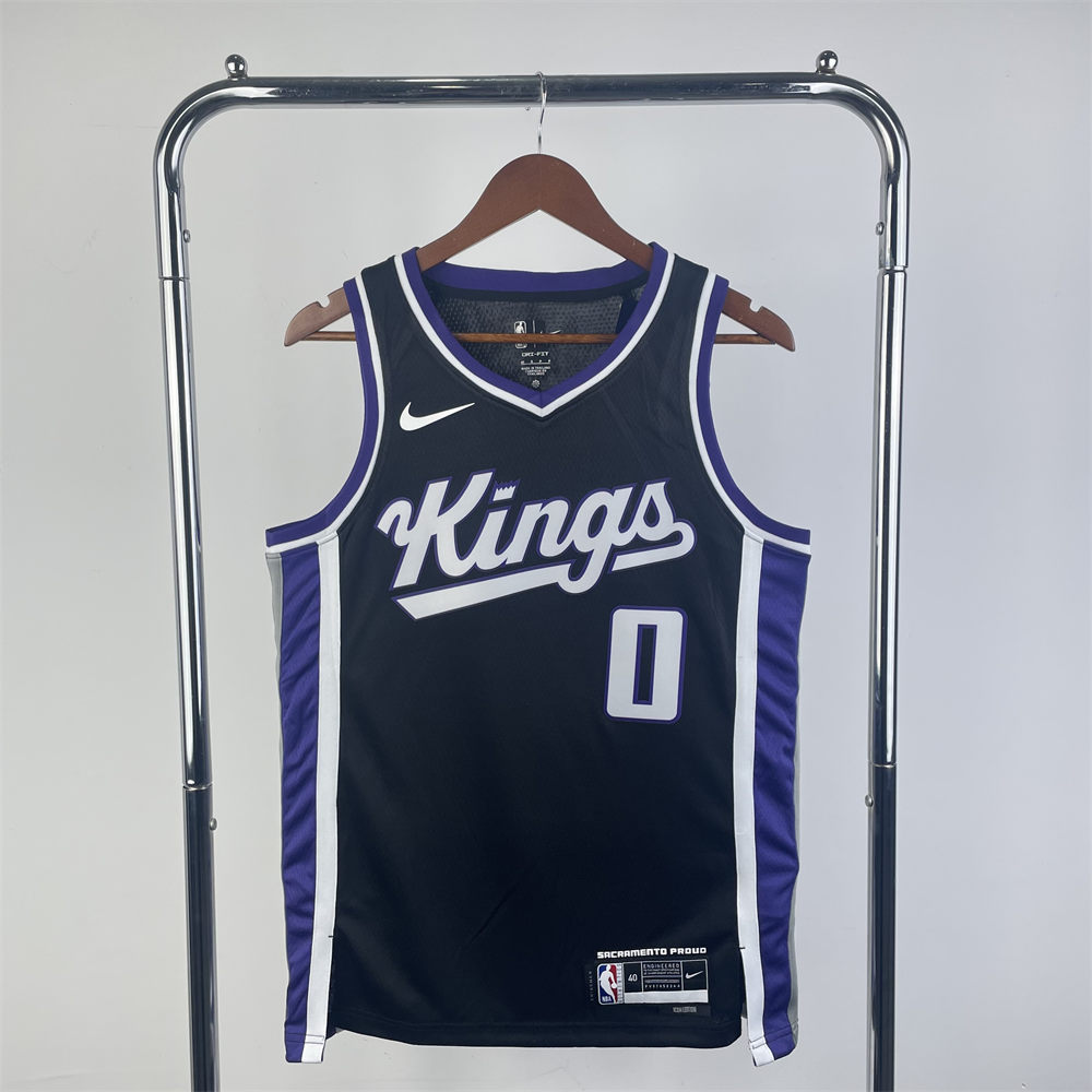 NBA Scaramento Kings 2024 V-Neck Black jersey MONK#0 S-XXL
