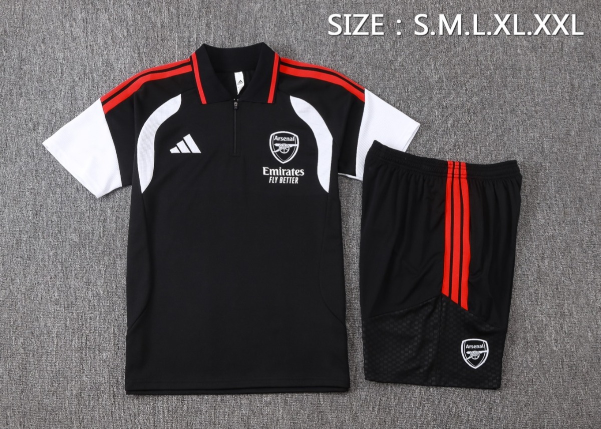 2026 Arsenal Black Training Set Shirt and Shorts