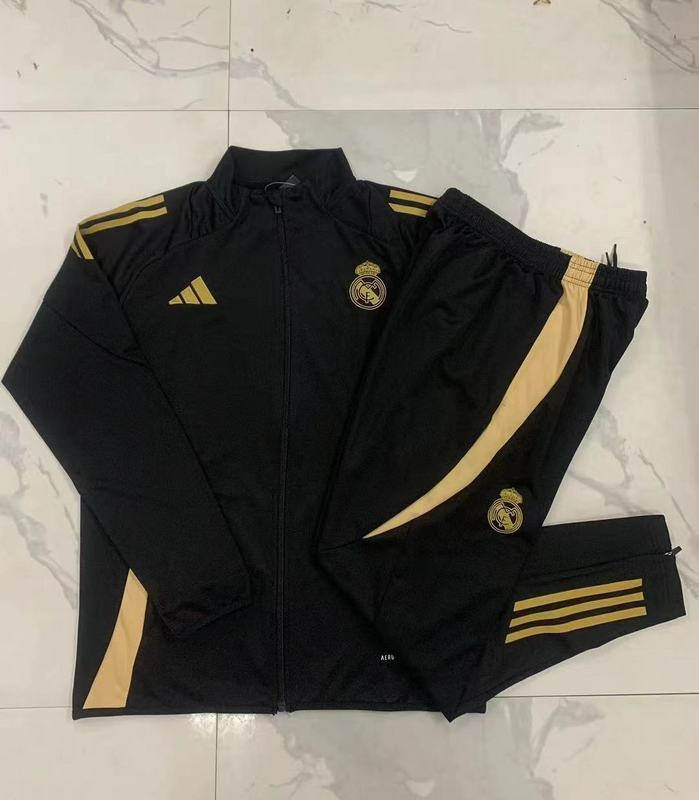 2024/25 Real Madrid Black Jacket Training Suit Set Football Team Shirt Sports Fashion