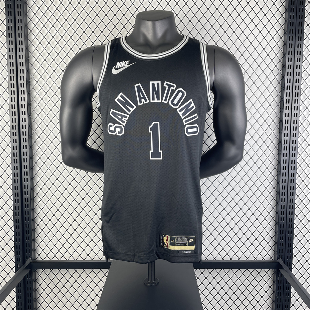 NBA San Antonio Spurs Round Neck Black jersey WEMBANYAMA#1 S-XXL