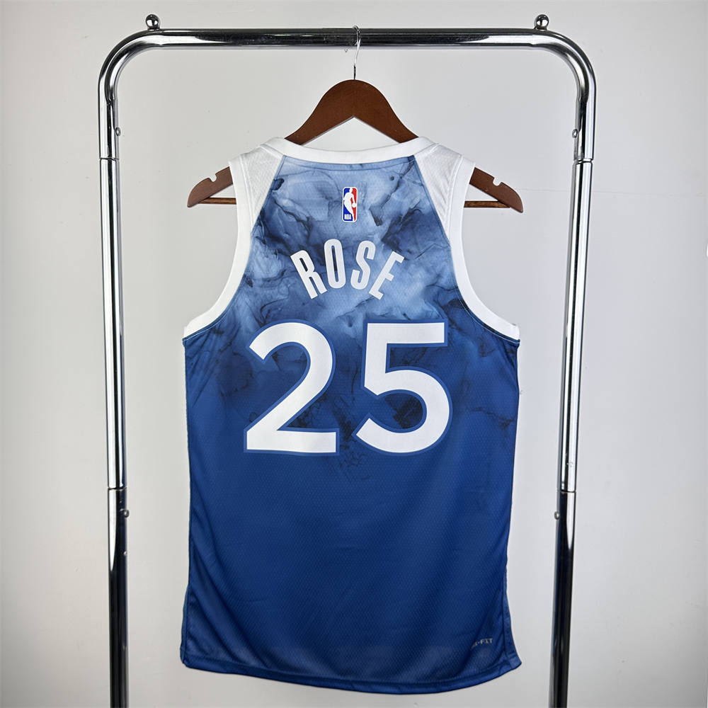 NBA Minnesota Timberwolves 2024 Round Neck City Edition Jersey ROSE#25 S-XXL