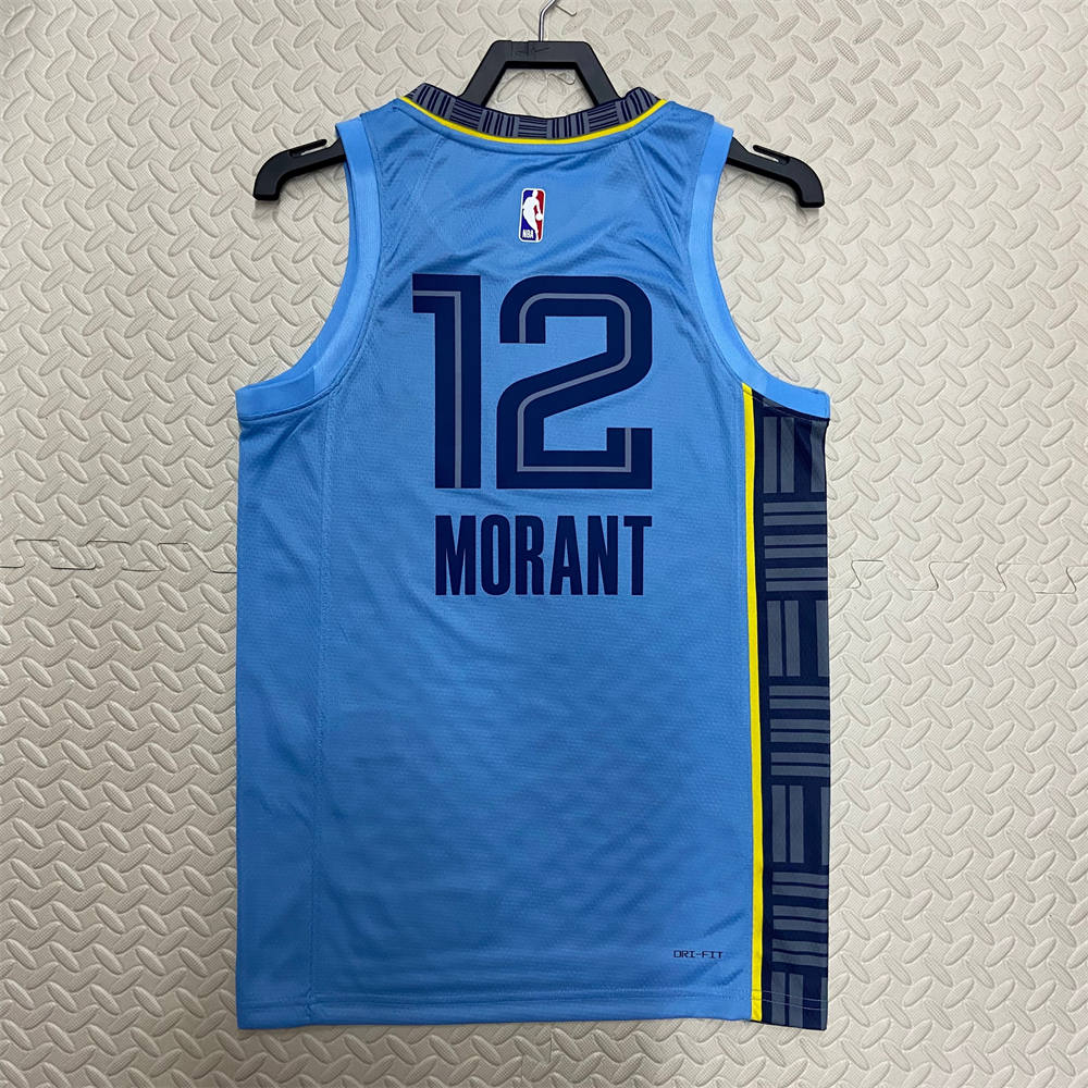 NBA Memphis Grizzies V-Neck Blue Jersey MORANT #15 S-XXL