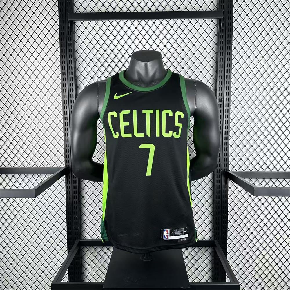 NBA Boston Celtics 24/25 City Edition Round Neck Black Jersey BROWN#7 S-XXL