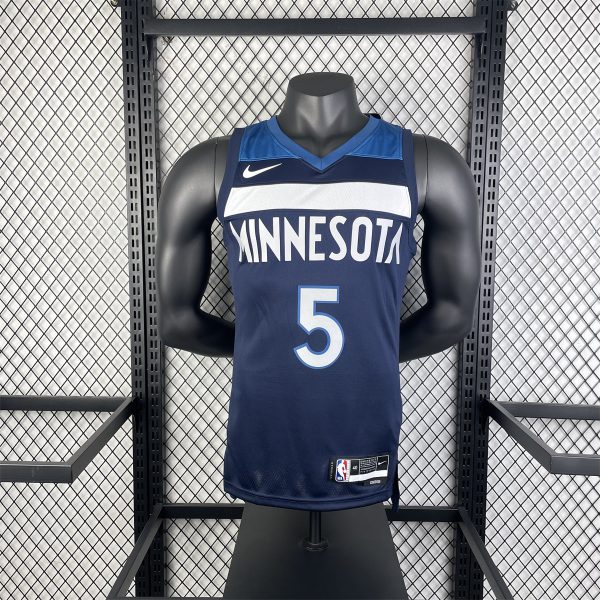 NBA Minnesota Timberwolves 2023 V-Neck Black Jersey EDWARDS#5 S-XXL