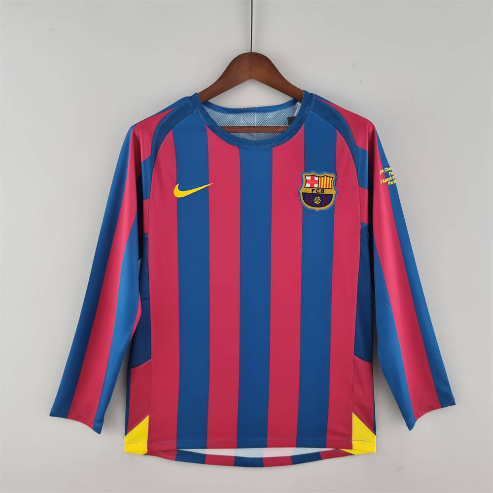 Retro Barcelona 05/06 long sleeve home jersey Fan Version