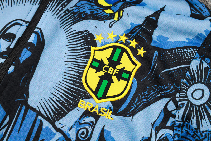2024/25 Brazil Grayish blue Jacket Training Suit Set Football Team Shirt Sports Fashion