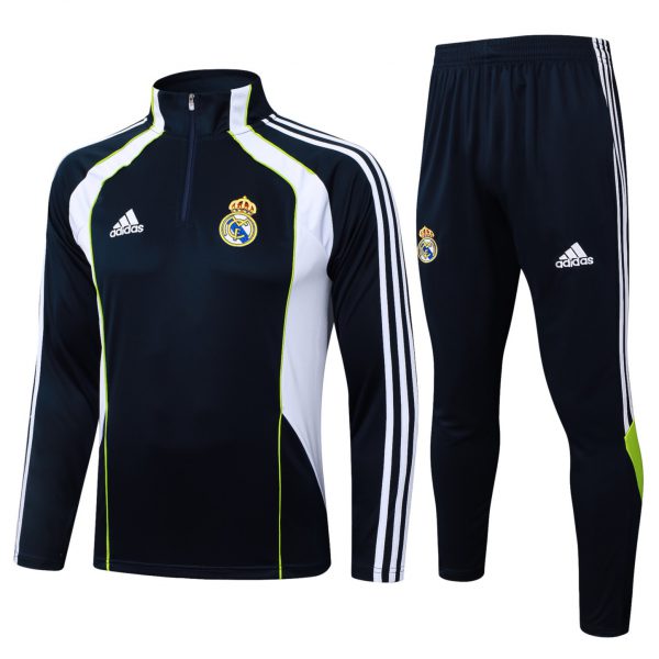 202526 Real Madrid Black Long-sleeved half-pull training kit Football team kit