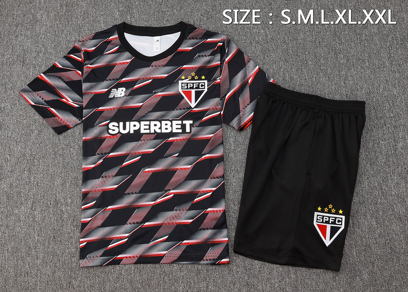 24/25 Sao Paulo Black Training Set Shirt and Shorts