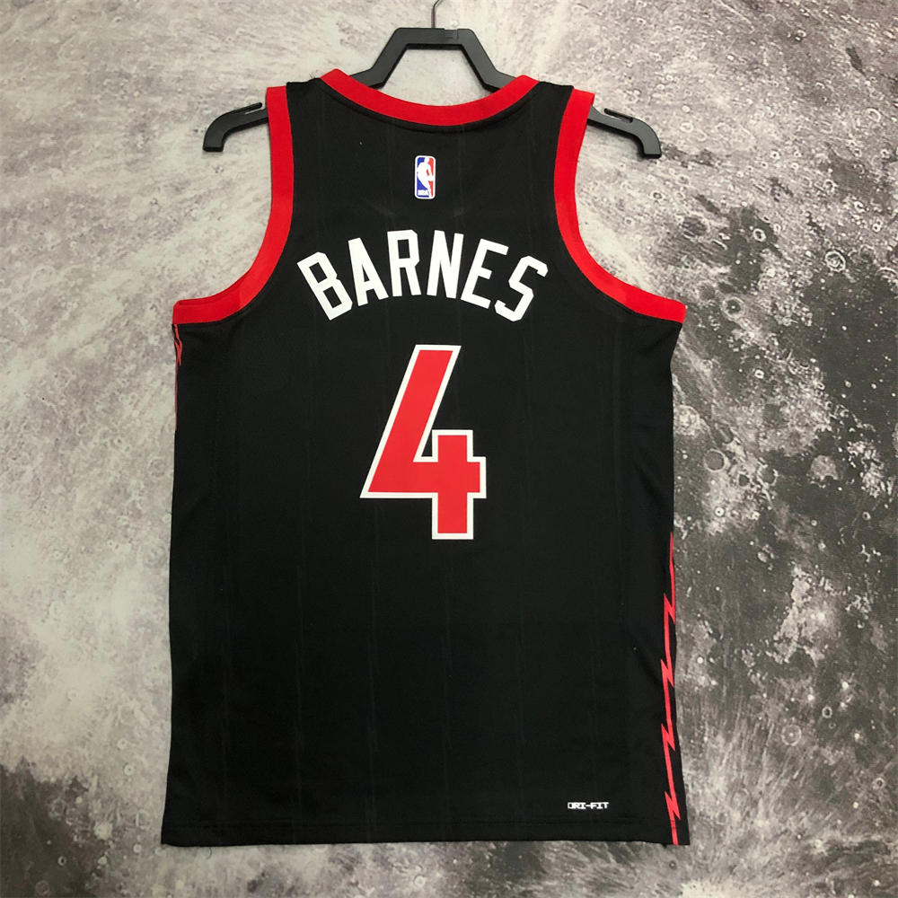 NBA Toronto Raptors V-Neck Black jersey BARNES#4 S-XXL