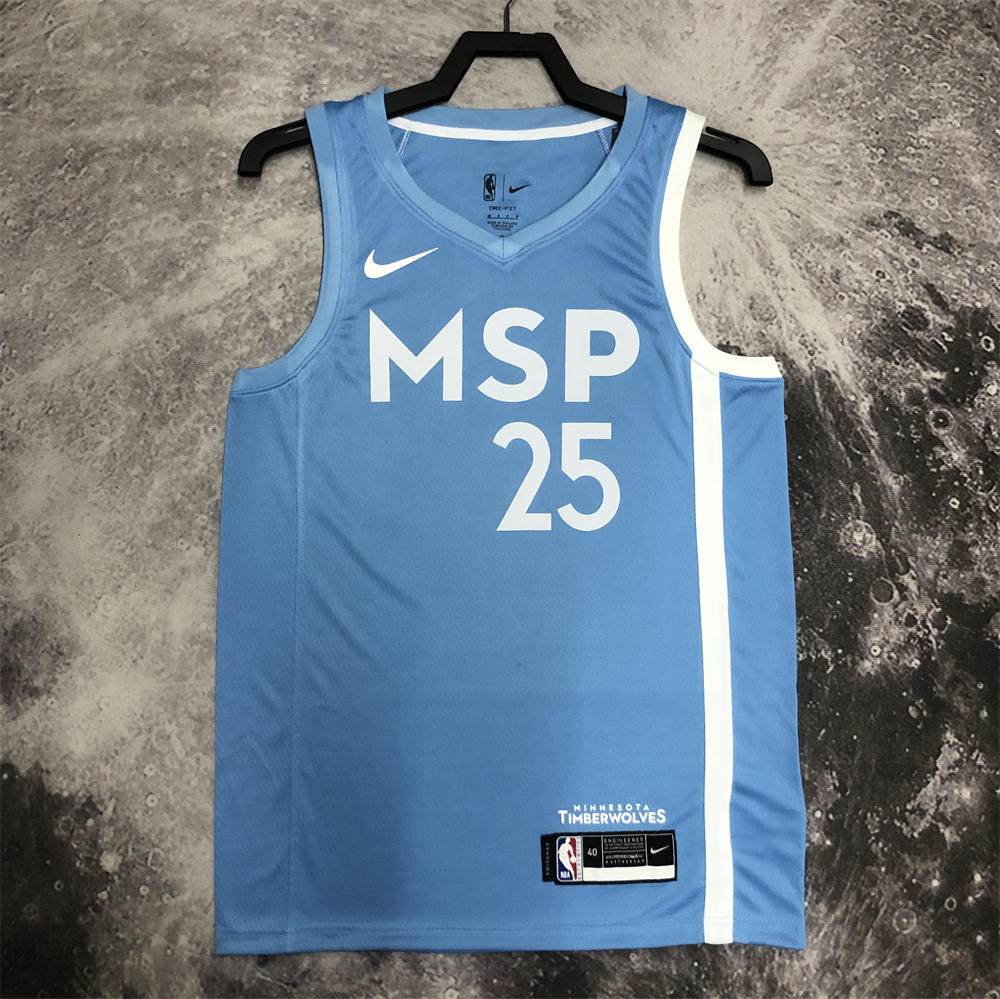 NBA Minnesota Timberwolves V-Neck North Carolina Blue Jersey ROSE#25 S-XXL