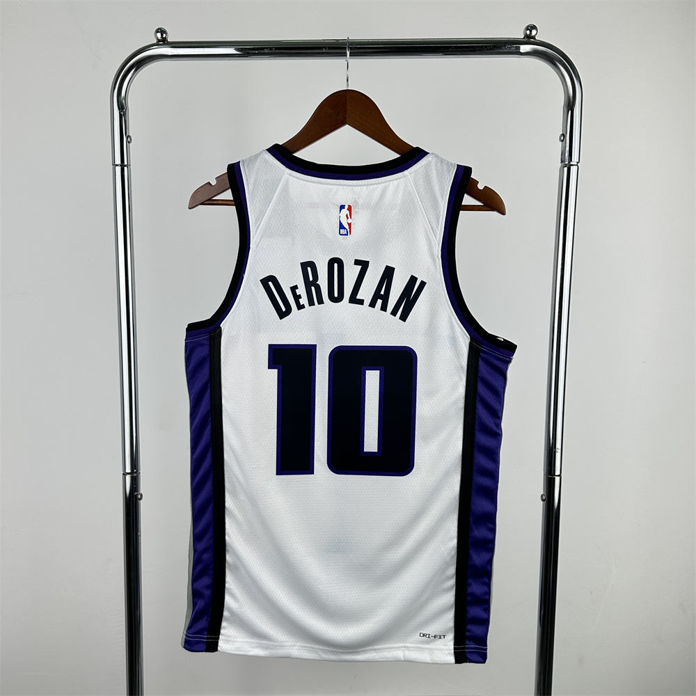 NBA Scaramento Kings 2024 V-Neck White jersey DeROZAN#10 S-XXL