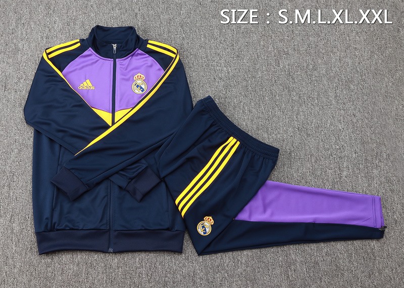 2024/25 Real Madrid Purple Black Jacket Training Suit Set Football Team Shirt Sports Fashion