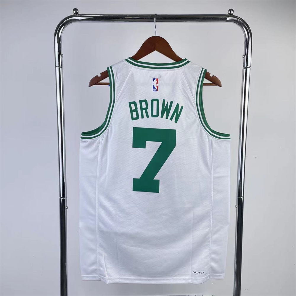 NBA Boston Celtics Round Neck White Jersey BROWN#7 S-XXL