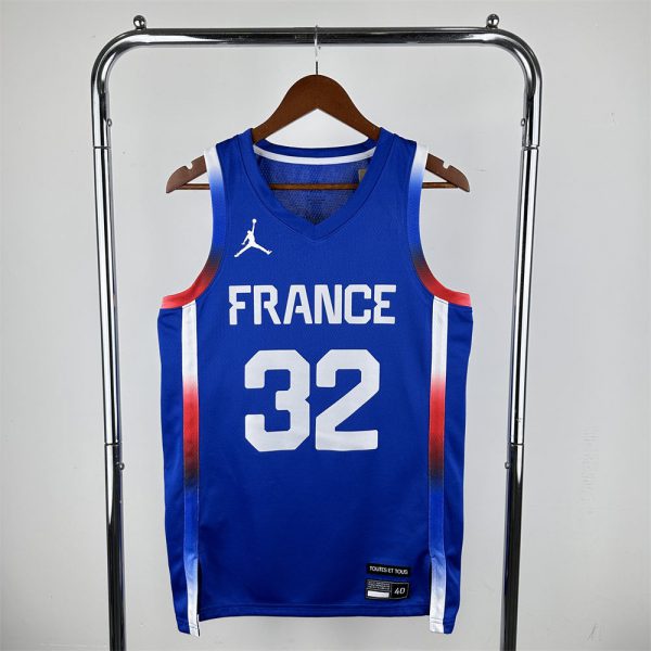 NBA France 2024 Olympic Games Blue jersey WEMBANYAMA#32 S-XXL