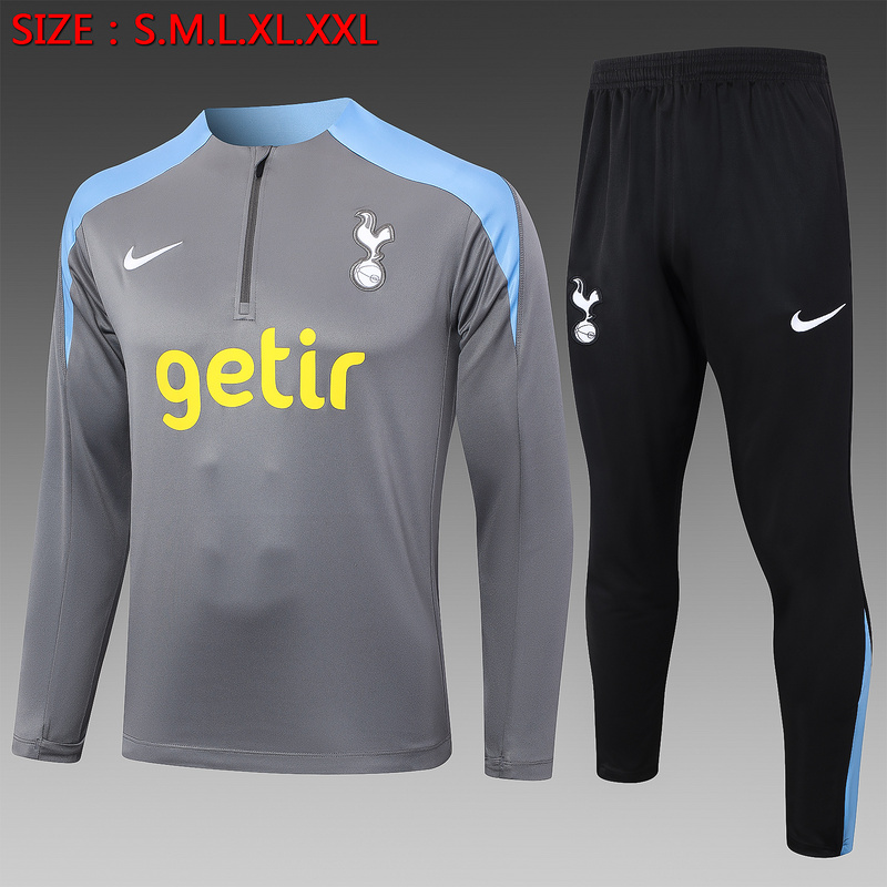 24/25 Tottenham Dark grey Long-sleeved half-pull training kit Football team kit