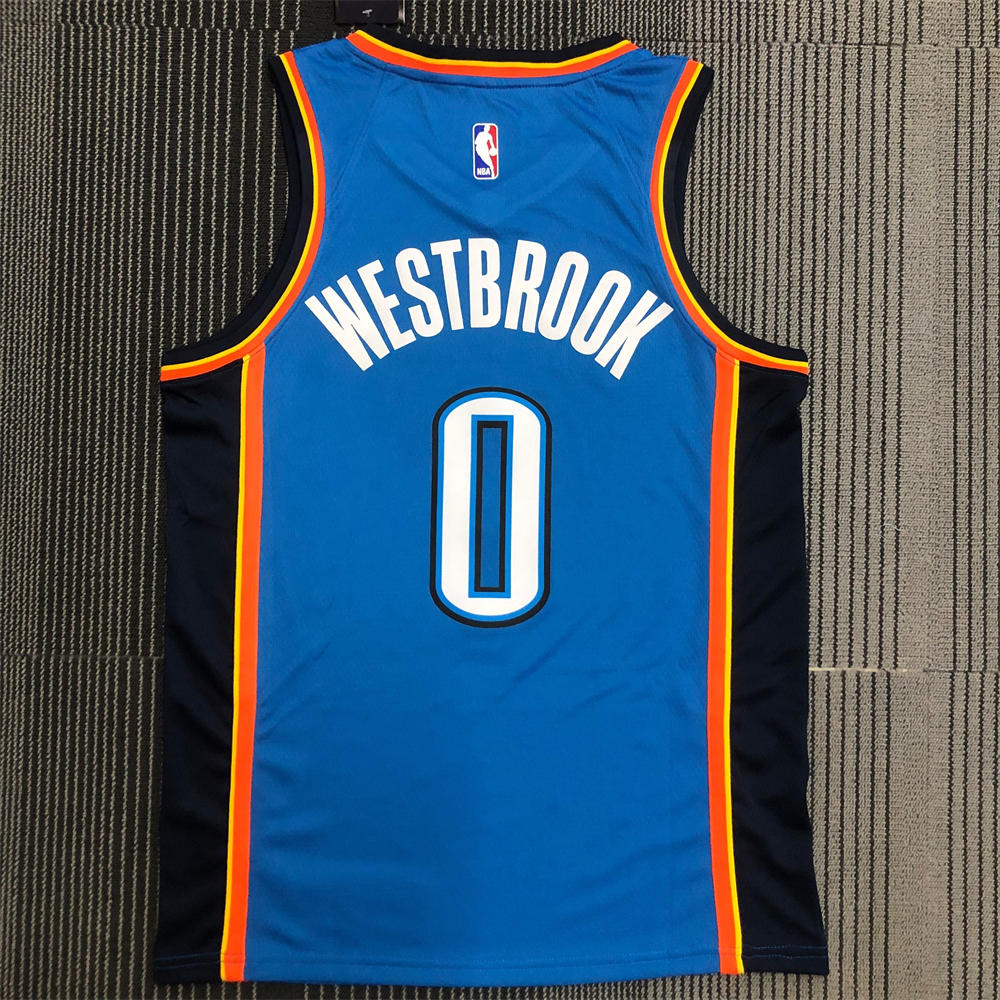NBA Oklahoma City Thunder V-Neck Blue Jersey WESTBROOK#0 S-XXL