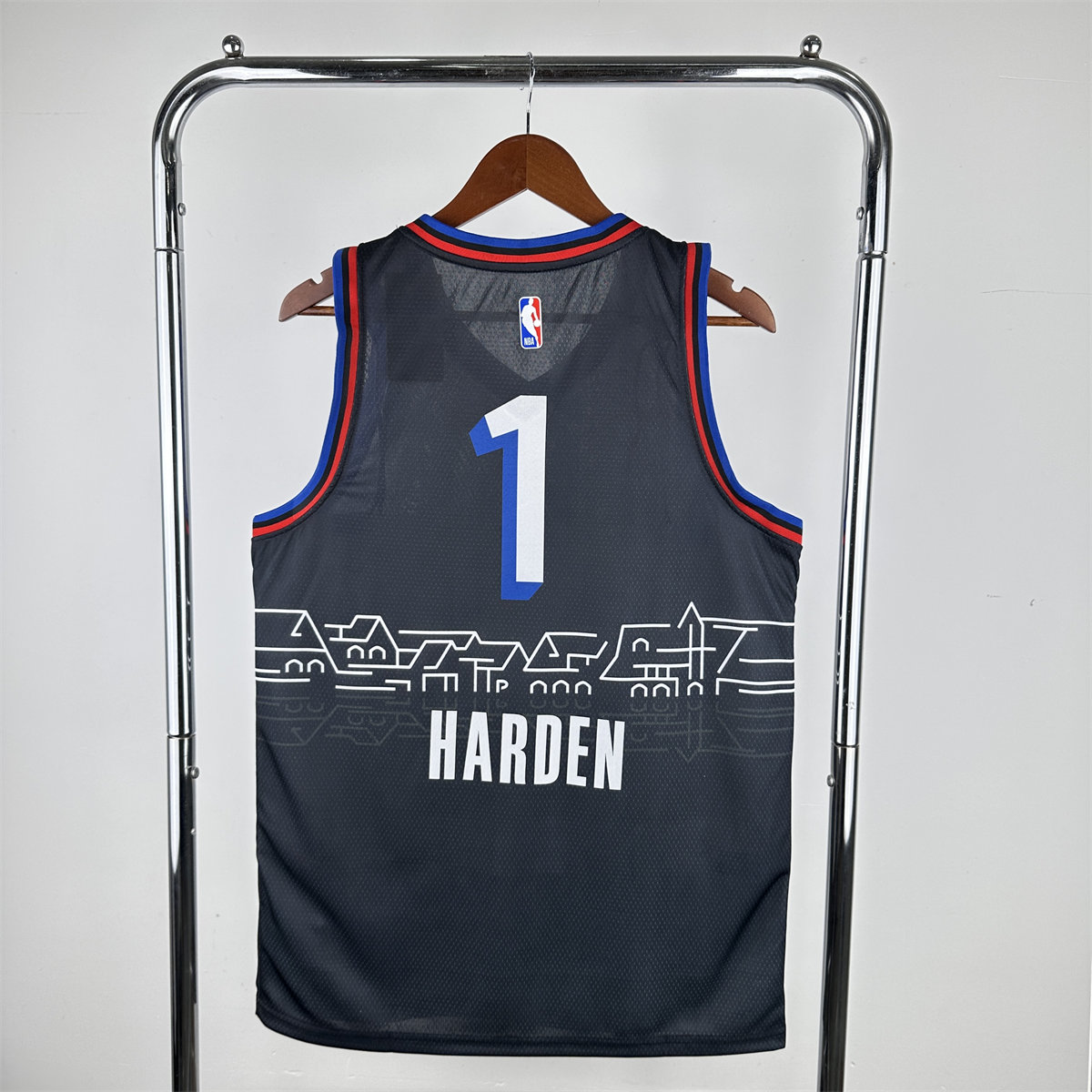 NBA Philadelphia 76ers 2021 V-Neck City Edition Black Jersey HARDEN#1 S-XXL