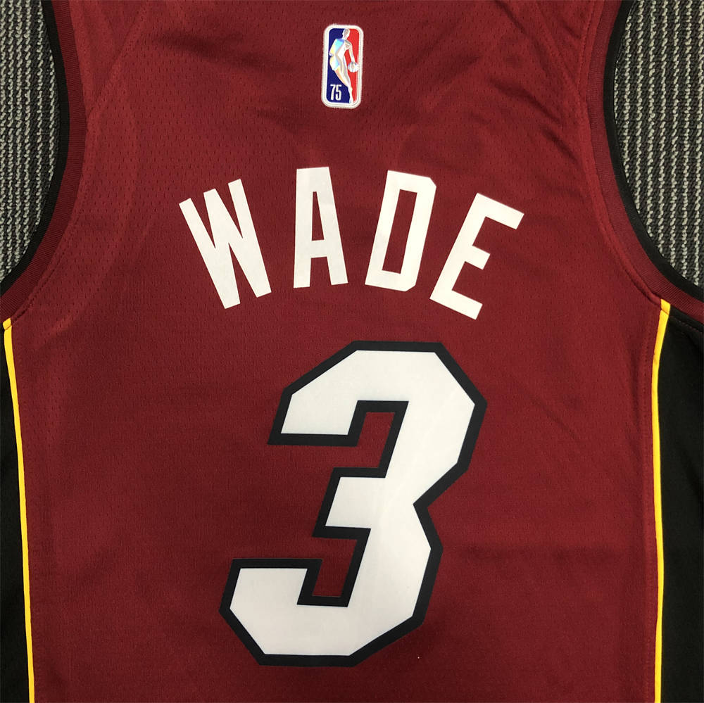 NBA Miami Hearts V-Neck Red 75th Anniversary Jersey WADE#3 S-XXL