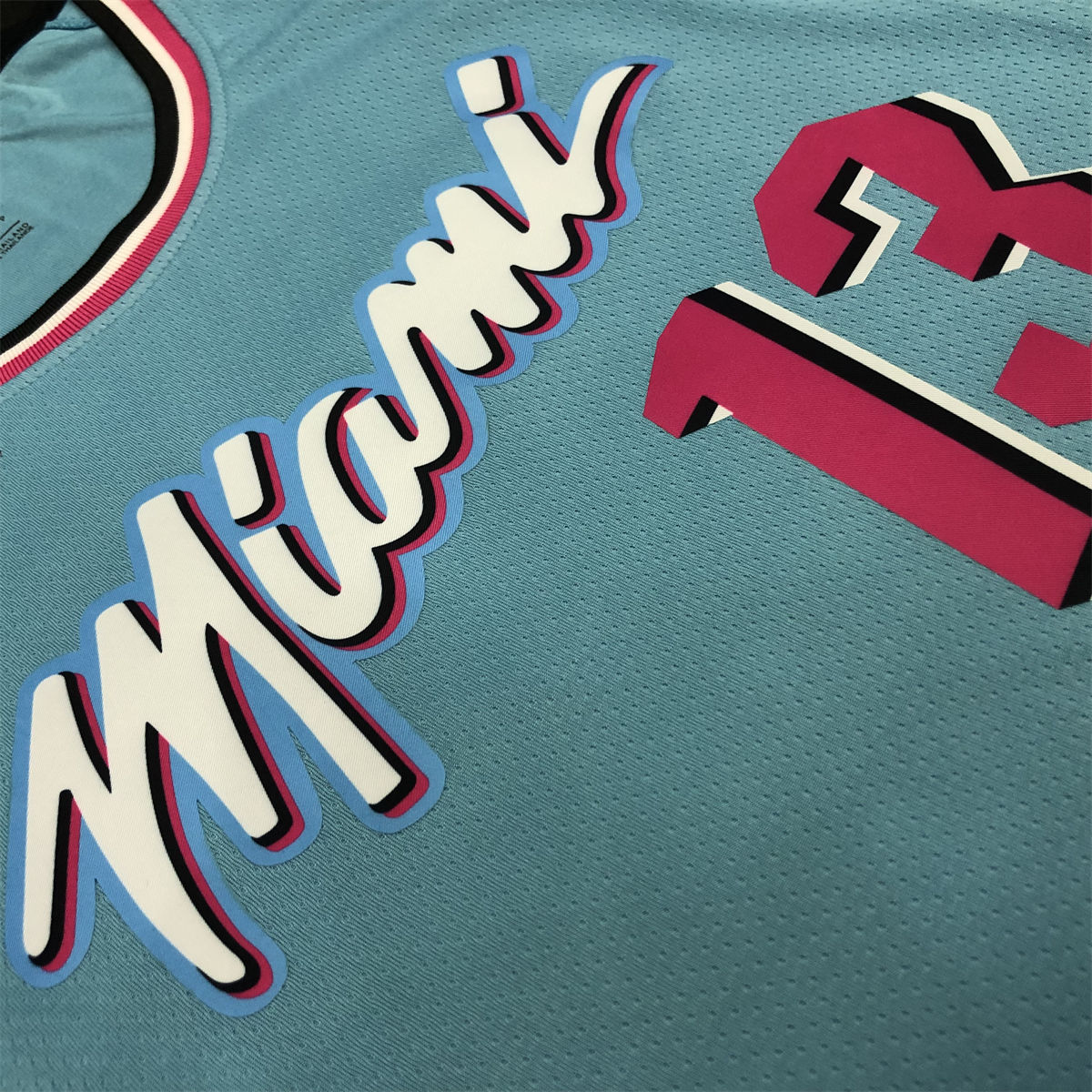 NBA Miami Hearts round neck Light Blue Jersey ADEBAYO#13 S-XXL