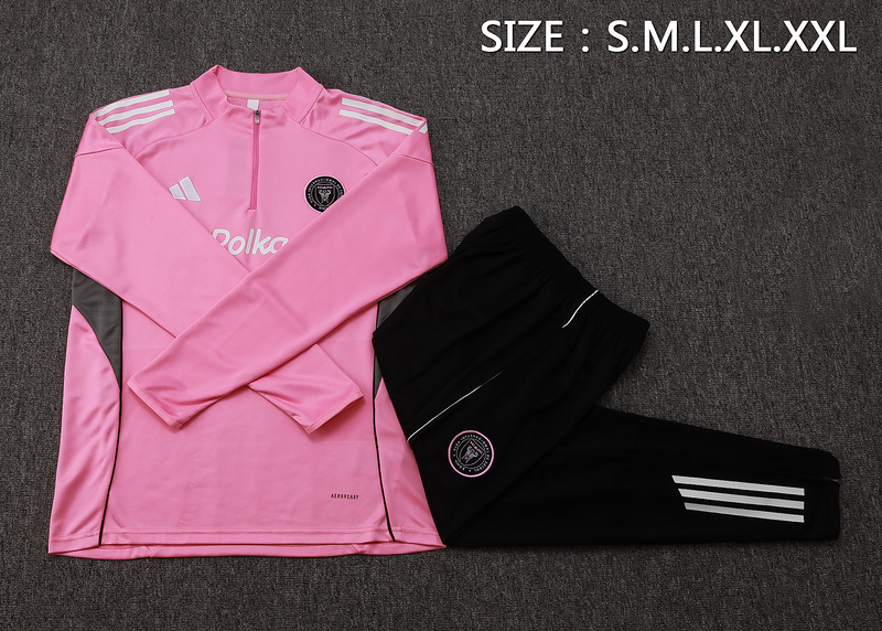 202526 Miami Pink Long-sleeved half-pull training kit Football team kit