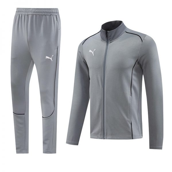 2024 Puma Grey Jacket Training Suit Set Football Team Shirt Sports Fashion