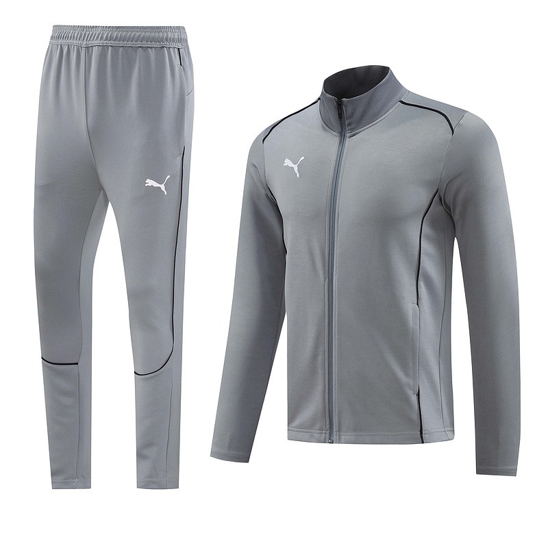 2024 Puma Grey Jacket Training Suit Set Football Team Shirt Sports Fashion