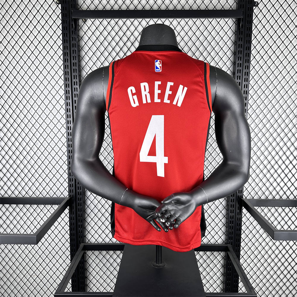 NBA Houston Rockets V-Neck Red Jersey GREEN#4 S-XXL