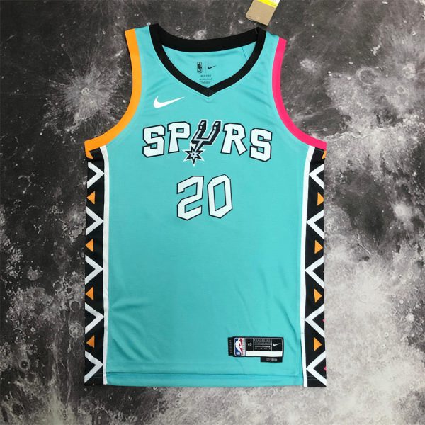 NBA San Antonio Spurs V-Neck Cyan jersey GINOBILI#20 S-XXL