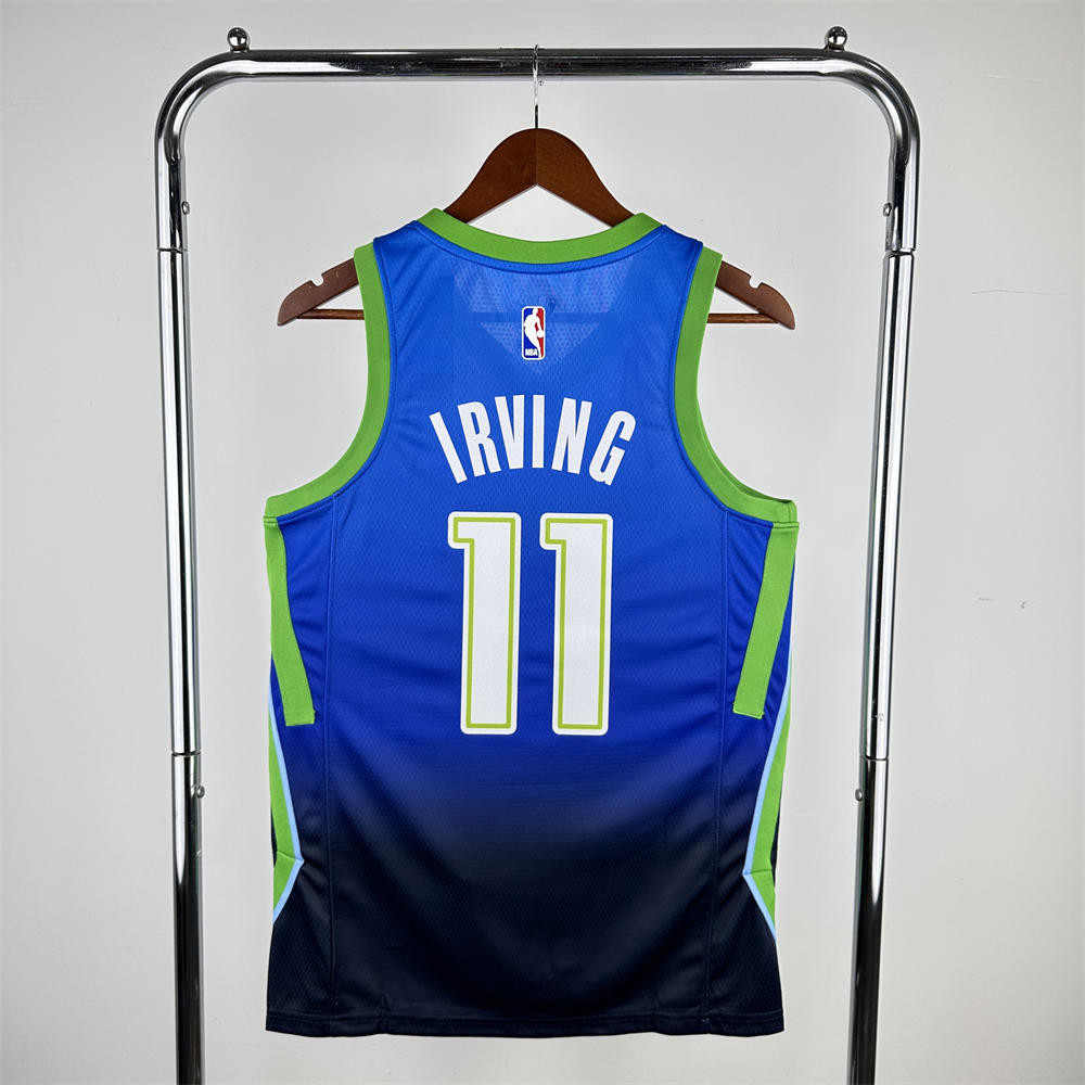 NBA Dallas Mavericks V Neck Black Blue Jersey IRVING#11 S-XXL
