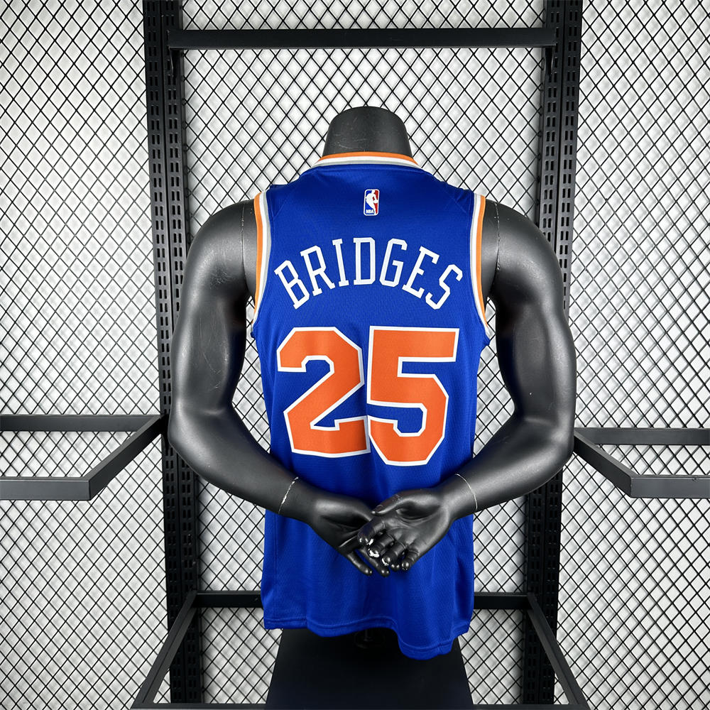 NBA New York Knicks Round Neck Blue jersey BRIDGES#25 S-XXL