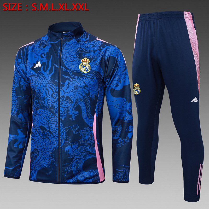 2024/25 Real Madrid Royal blue Jacket Training Suit Set Football Team Shirt Sports Fashion