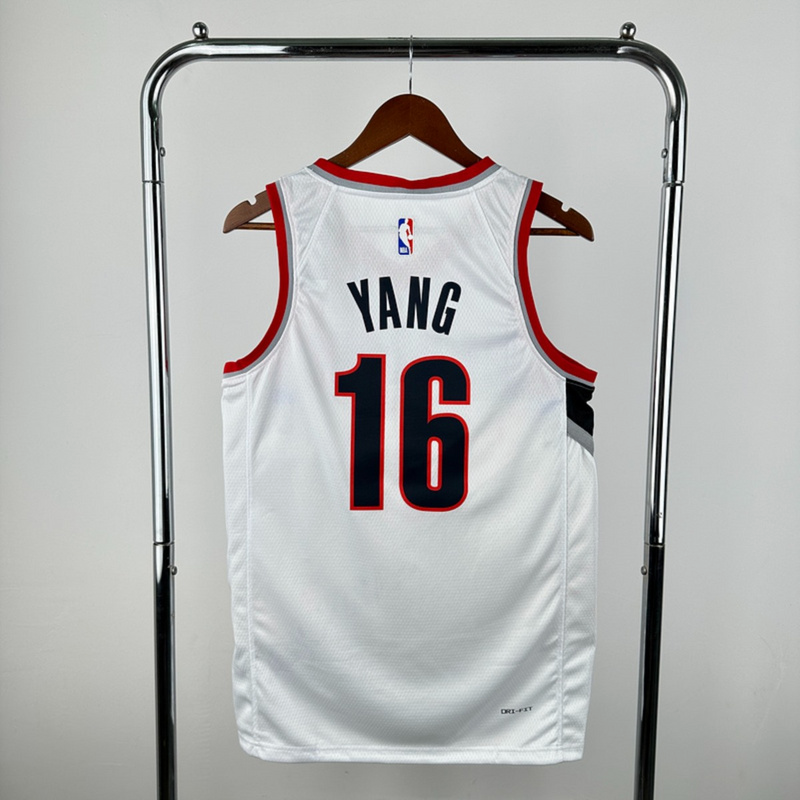 NBA Portland Trail Blazers 2023 V-Neck White jersey YANG#16 S-XXL