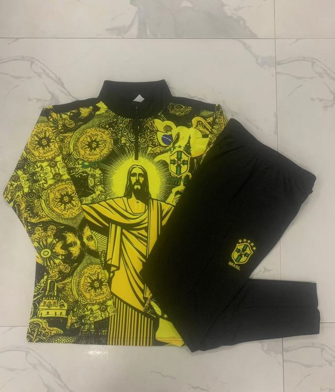 24/25 Brazil Yellow Long-sleeved half-pull training kit Football team kit