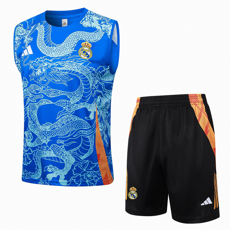 24/25 Real Madrid Colorful Blue Training Set Shirt and Shorts