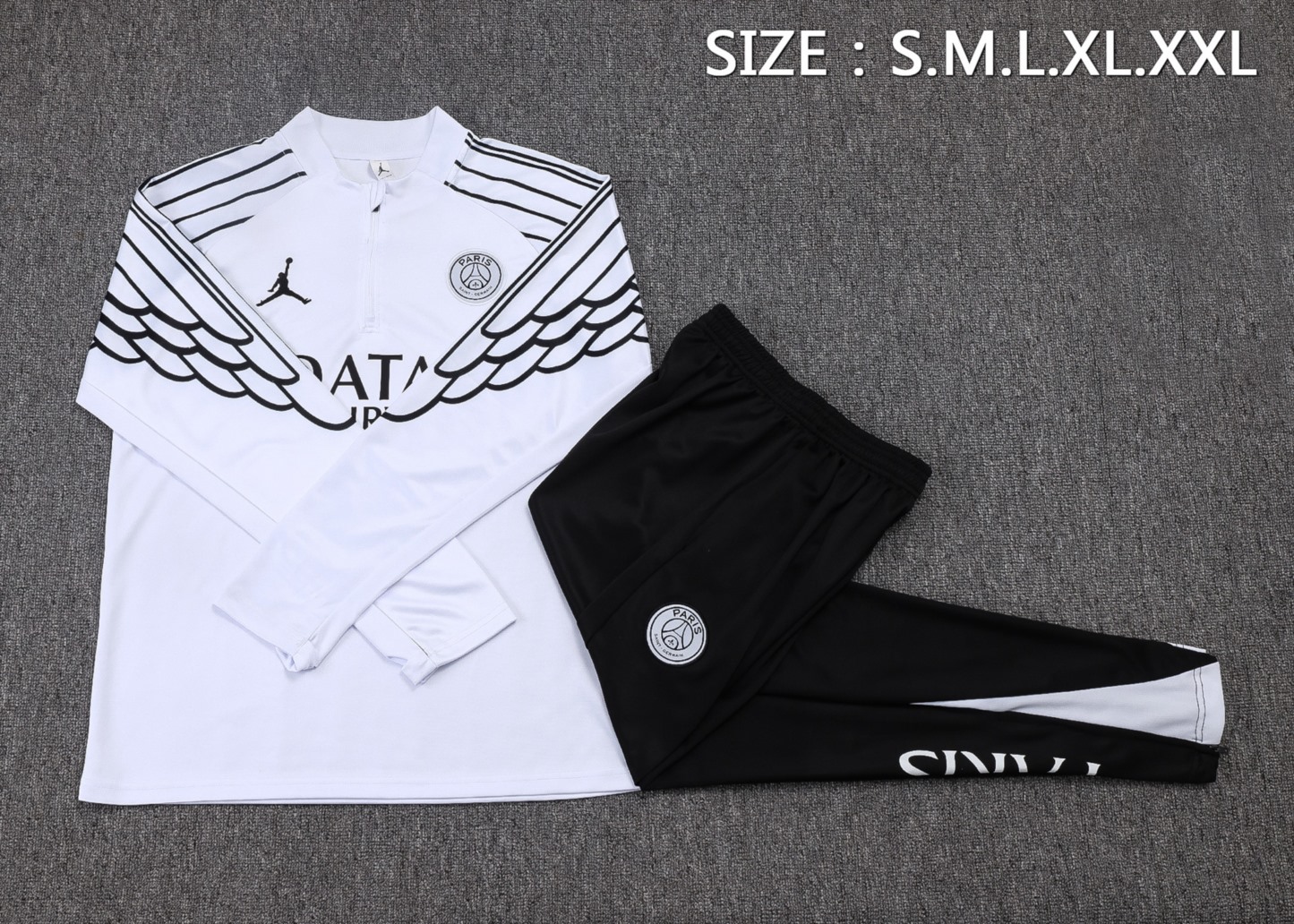 202526 Paris white Long-sleeved half-pull training kit Football team kit
