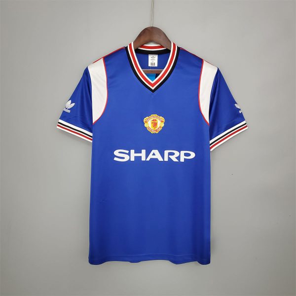 Retro Manchester United 85/86 away blue jersey Fan Version