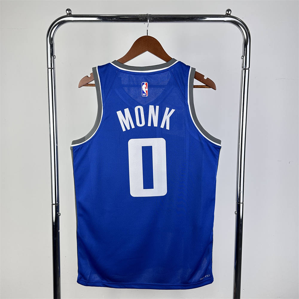 NBA Scaramento Kings 2024 V-Neck City Edition Blue jersey MONK#0 S-XXL