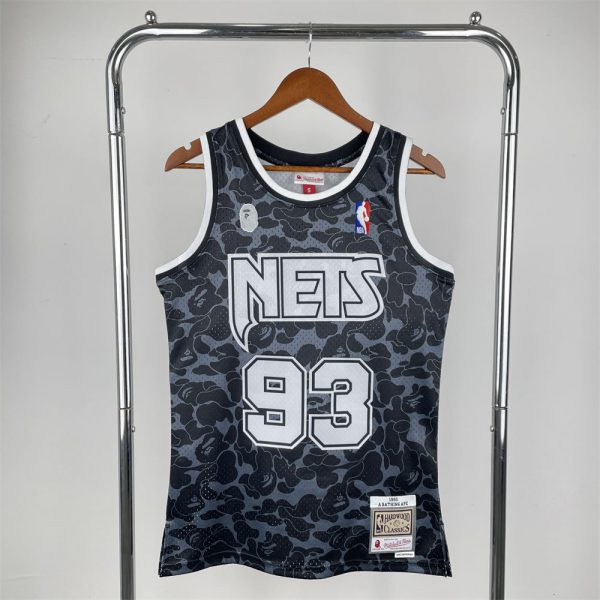 NBA Brooklyn Nets BAPE×M&N BAPE#93 Black Hardwood Classics Swingman Jersey S-XXL