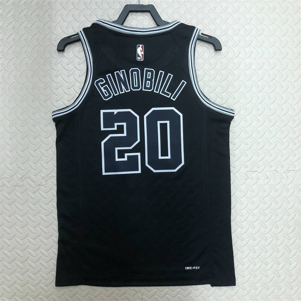NBA San Antonio Spurs Round Neck Black jersey GINOBILI#20 S-XXL